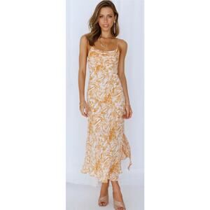 Hello Molly Get Your Groove On Midi Dress Womens Size 6 Orange Sleeveless